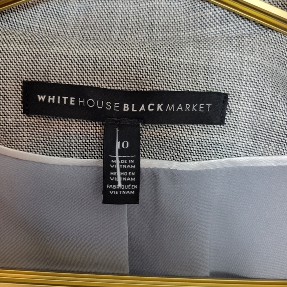 10 WHBM White House Black Market Light Gray Gold Button Blazer - Picture 2 of 8